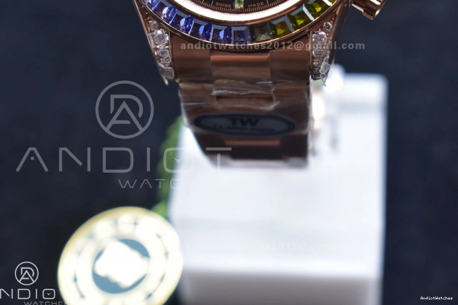 Crystal RG Classic Best YG Black Edition TWF on 116595RBOW A Bracelet Daytona 428 Rainbow Dial 0512
